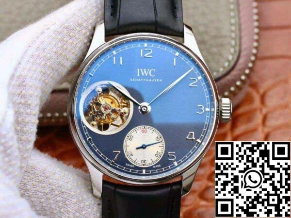 0 4 IWC португалски турбийон IW546302 ZF Фабрика Мъжки часовници 1: 1 Най-доброто издание швейцарски турбийон Blue Dial