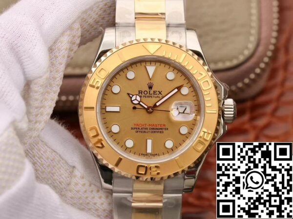 1 11 Rolex Yacht-Master 16623 1:1 Best Edition Gold Dial Swiss ETA2836 Gold Wrapped