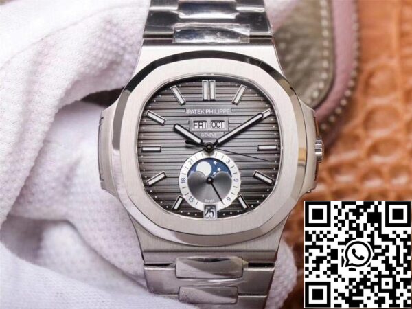 1 117 Patek Philippe Nautilus 5726/1A-001 1:1 Melhor Edição PF Fábrica Mostrador Cinza Suíço ETA324