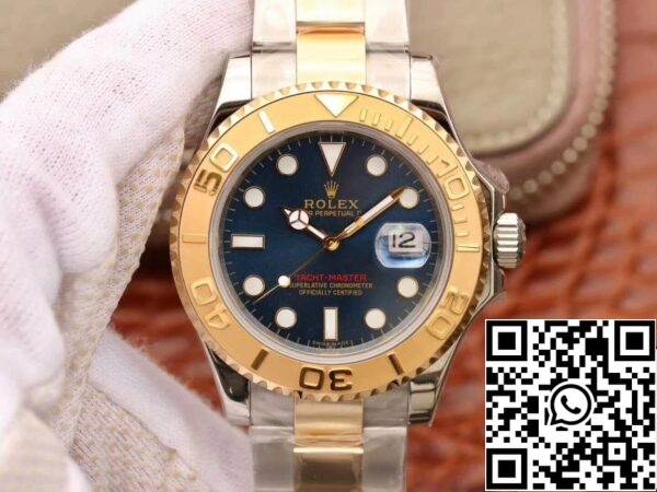 1 12 Rolex Yacht-Master 40mm 16623 1:1 Mejor Edición Suizo ETA2836 Oro Envuelto Esfera Azul