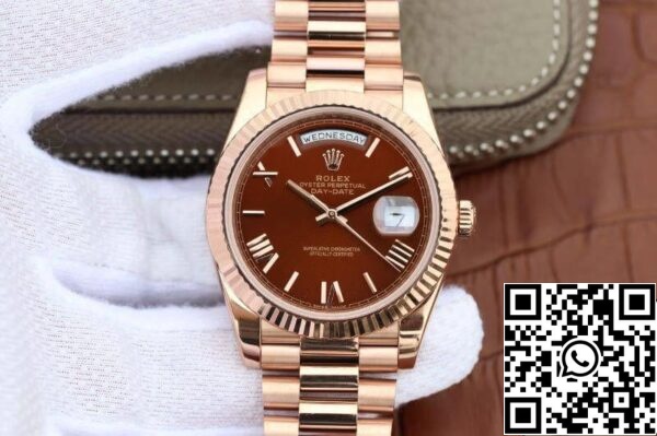 1 120 Rolex Day-Date 40mm 228235 EW Фабрика 1:1 Най-доброто издание швейцарска ETA3255 Кафяв циферблат