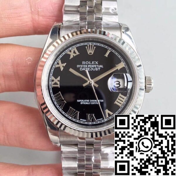 1 124 Rolex Datejust 116334 EW Fabriek 1:1 Beste Editie Zwitserse ETA2836 Zwarte Wijzerplaat Romeinse Markering