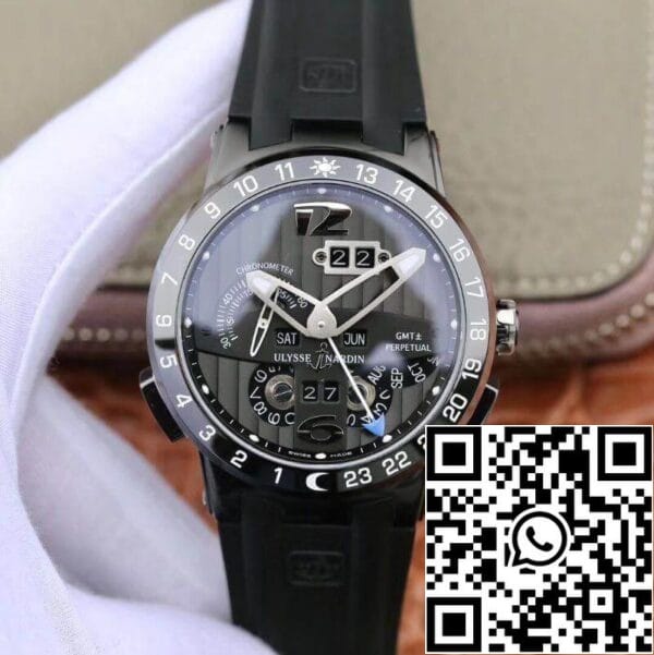 1 136 411b92d5 ca9f 4f40 95a2 7cbf8bfe31cf Ulysse Nardin El Toro 322-00-3 Stainless Steel Case All Working GMT Calendar Men Watches 1:1 Best Edition Swiss UN-32 Movement Black line pattern dial