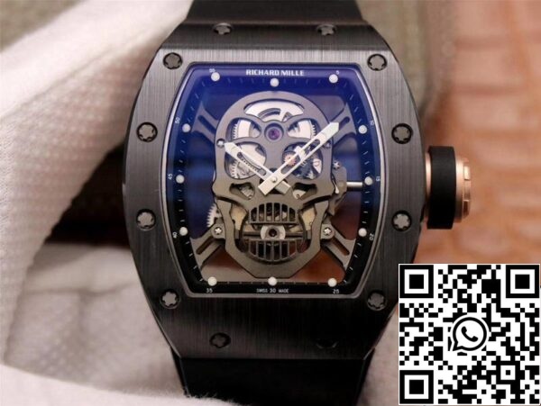 1 14 47ac8d25 e8b5 43ab b019 2ce8f7904540 Richard Mille RM052-01 1:1 Best Edition ZF Factory Schwarz Keramik Grau Totenkopf Zifferblatt Schweizer Uhrwerk