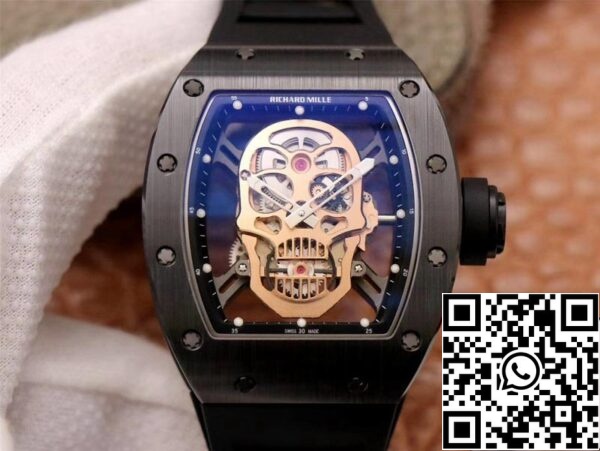 1 15 09611efb ce20 48a2 a377 ea4c96e3a54d Richard Mille RM052-01 1:1 Najlepsza edycja ZF Factory Różowe złoto Tarcza czaszki Szwajcarski mechanizm