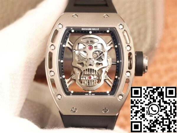 1 16 e1f38aec f45c 491e bf4e d42f9a36d7ee Richard Mille RM052 1:1 Best Edition ZF Factory Ezüst koponya számlapos svájci órajelzés