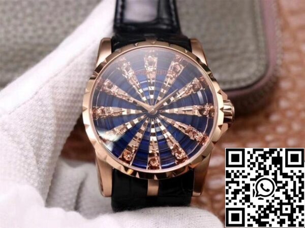 1 178 Roger Dubuis Excalibur RDDBEX0684 1:1 Best Edition ZZ Factory Rose Gold Blue Dial Swiss ETA9015