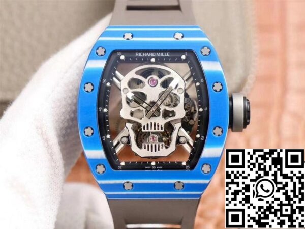 1 188 Richard Mille RM052-01 1:1 Mejor edición JB Factory Tourbillon suizo de cerámica azul