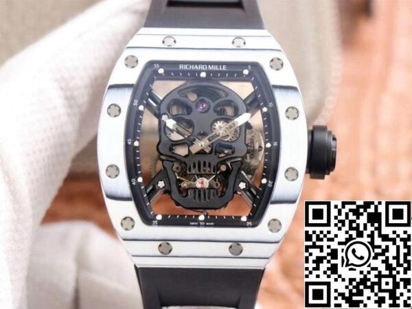 1 190 Richard Mille RM052-01 1:1 Mejor edición JB Factory Tourbillon suizo de cerámica blanca