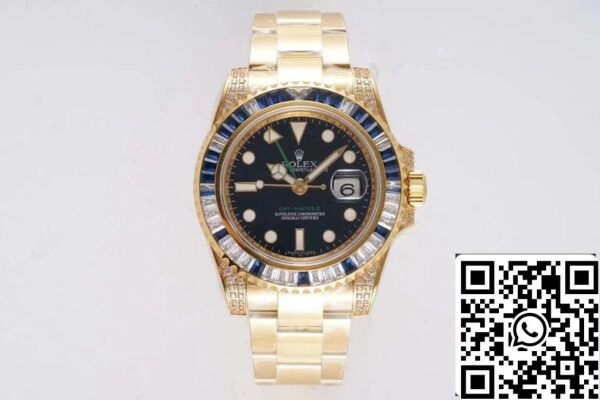 1 195 Rolex GMT Master II 116758 SAru 1:1 Mejor Edición ROF Factory Azul Diamante Blanco Suizo ETA2836