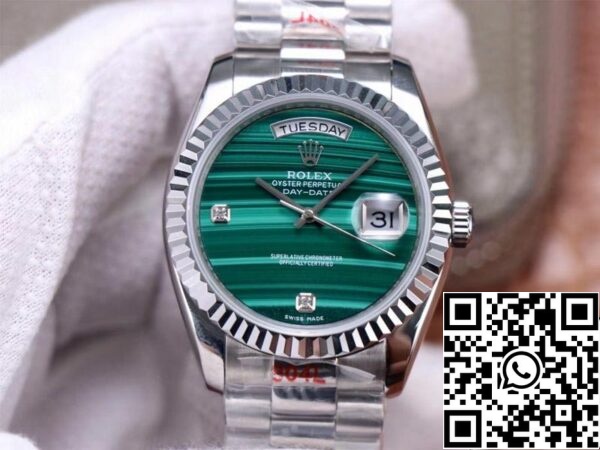 1 21 Rolex Day Date President 18038 1:1 Best Edition Malachit zöld gyémánt számlap svájci mozgalom