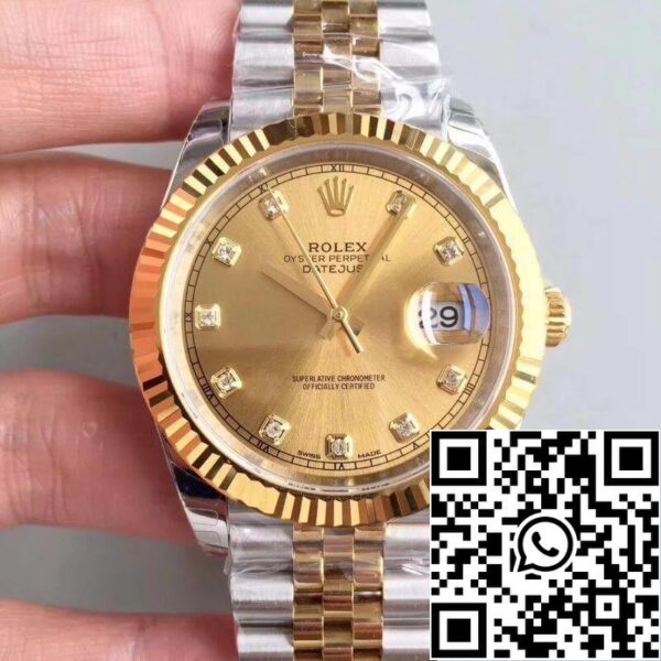 1 237 Rolex Datejust II M126333-0012 EW Factory 1:1 Best Edition Sveitsin ETA3255 ruostumattomasta teräksestä 410L ja 18K keltainen kultainen rannekoru