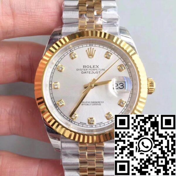 1 238 Rolex Datejust 41 126333 Mostrador prateado 1:1 Best Edition Swiss ETA3255 Aço inoxidável 410L e bracelete em ouro amarelo de 18K