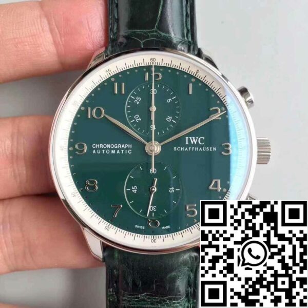 1 249 1 249 IWC البرتغالية YL Factory 1:1 أفضل إصدار سويسري ETA69355 قرص أخضر مع علامات فضية