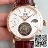 1 303 Patek Philippe Tourbillon Moonphase 24H Riserva di Carica 1:1 Migliore Edizione Svizzera Tourbillon Quadrante Bianco