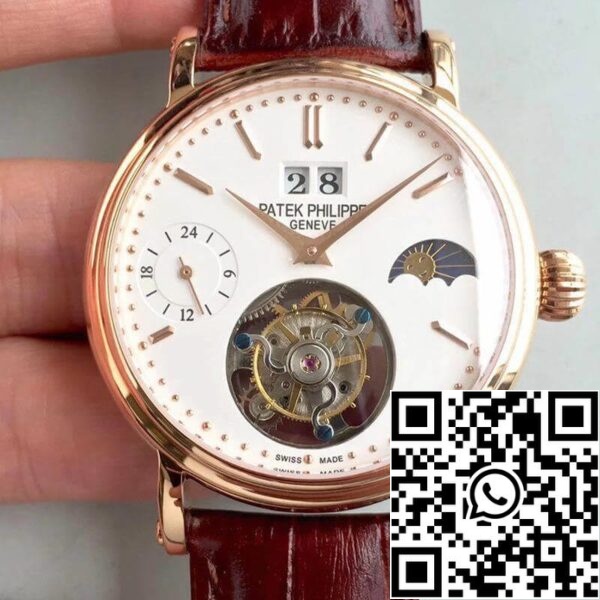 1 303 Patek Philippe Tourbillon Maanfase 24 uur gangreserve 1:1 Beste Editie Zwitsers Tourbillon Witte Wijzerplaat