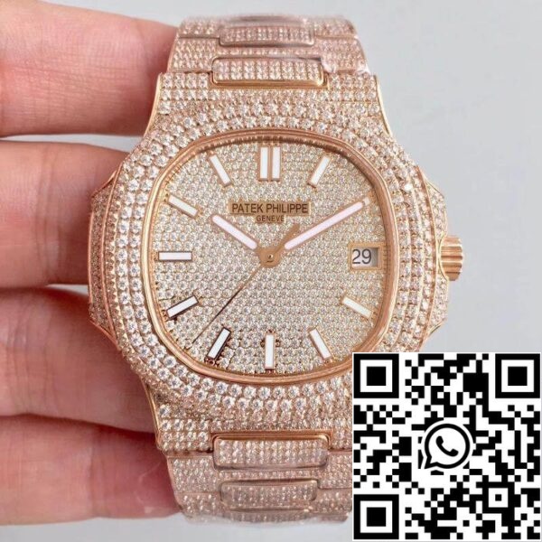 1 305 Patek Philippe Nautilus Jumbo 5719/10G-010 1:1 Best Edition svájci ETA 324SC gyémánt számlap 1:1 Legjobb kiadás