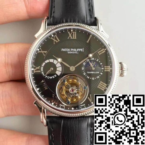 1 306 Patek Philippe Tourbillon Maanfase 1:1 Beste Editie Zwitsers Tourbillon Zwarte Wijzerplaat