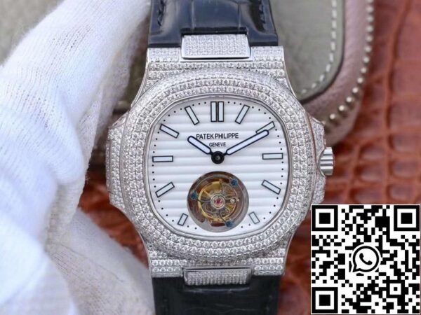 1 316 Patek Philippe Nautilus Jumbo 5711 R8 Jumbo 5711 R8 Gyári 1:1 Best Edition svájci Tourbillon fehér tárcsa