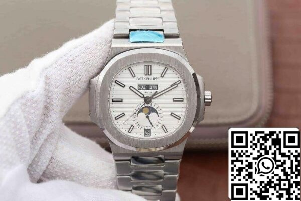 1 340 Patek Philippe Nautilus 5726/1A-010 KM Factory 1:1 Best Edition Suizo ETA324 Blanco Esfera Texturada