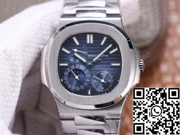 1 5 Patek Philippe Nautilus 5712/1A-001 1:1 Best Edition PF Factory Sininen Dial Steel Strap Sveitsin liikkeenä