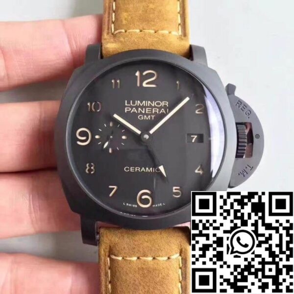 1 598 Panerai Luminor PAM441 VS Factory Kerámia tok 1:1 Best Edition svájci ETA P9001 barna bőrszíj