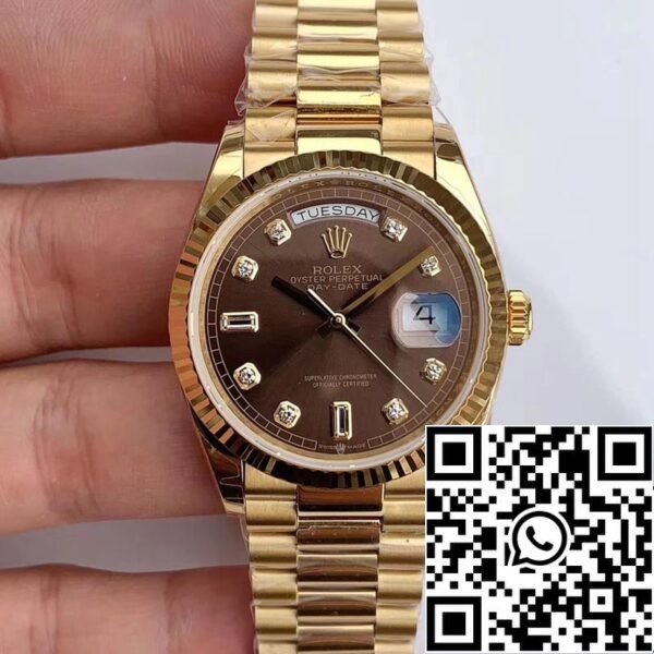 1 63 Rolex Day Date M128238-0022 1:1 Best Edition EW Gyári barna számlap svájci ETA3255