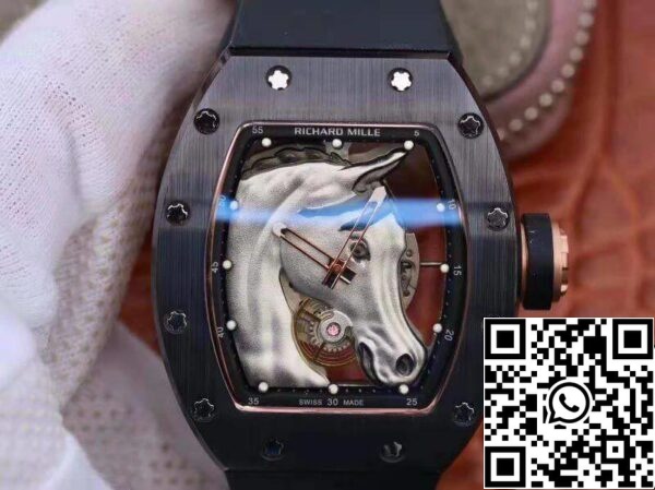 1 688 Richard Mille Polo Club Saint Tropez RM52-02 KV Factory 1:1 Best Edition Swiss ETA8215 quadrante argento con cavallo