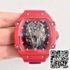 1 790 Richard Mille RM27-03 KV Factory 1:1 Mejor Edición Suizo ETA9015 Carbono Forjado Rojo