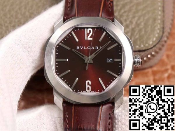 1 7 a23b0a2b dbb8 4eaf b20d 5a3617248e8d Bvlgari Octo 102705 1:1 Най-добро издание BV Фабрика червеникавокафяв циферблат