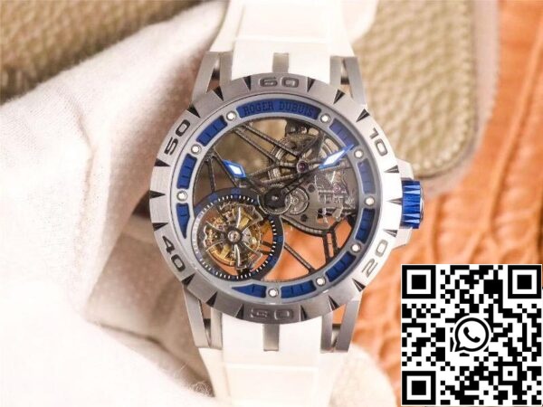 1 80 Roger Dubuis Excalibur RDDBEX0622 Tourbillon JB Factory 1:1 Best Edition Blue Hollow Dial Swiss RD505SQ