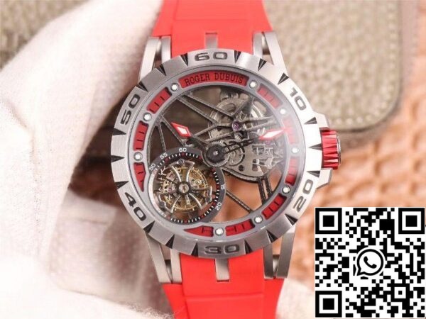 1 81 Roger Dubuis Excalibur Spider RDDBEX0572 Hollow Flight Tourbillon 1:1 Meilleure édition JB Factory Bracelet rouge Suisse RD505SQ