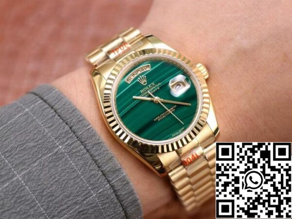 10 17 Rolex Day Date President 18238 1:1 Mejor Edición Malaquita Esfera Verde Movimiento Suizo