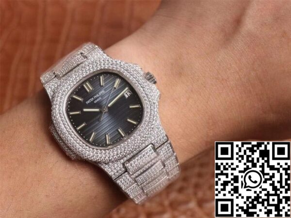 10 38 Patek Philippe Nautilus 5719-10G Silver Diamond 1:1 Best Edition R8 Factory Gradient Grey Dial Swiss Cal.324 S‌ C