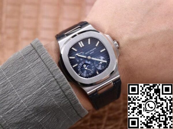 10 5 Patek Philippe Nautilus 5712/1A-001 1:1 Best Edition PF Factory Blå urtavla Läderrem Schweiziskt urverk