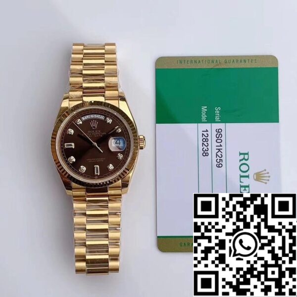 10 52 Rolex Day Date M128238-0022 1:1 Best Edition EW Factory Brown Dial Swiss ETA3255