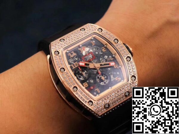 10 70 3c5ff593 75df 4d53 ad6b ce629ee0bfcd Richard Mille RM011 RG/5423 1:1 Best Edition KV Factory Rose Gold Diamond Swiss Movement