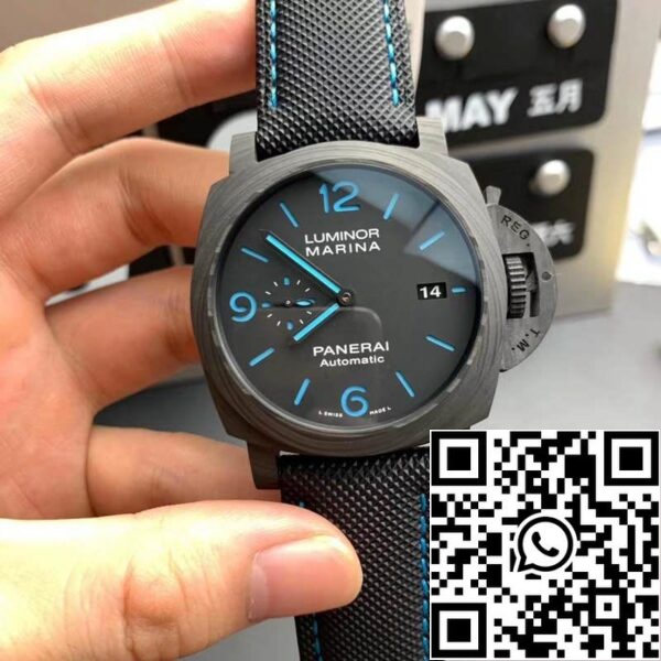 10 75 Panerai Luminor PAM01661 1:1 Mejor Edición VS Fábrica Negro Carbono Suizo P9010