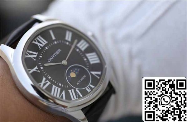 11 111 Drive De Cartier Moonphase WGNM0009 1:1 Cea mai bună ediție din oțel inoxidabil cu cadran negru