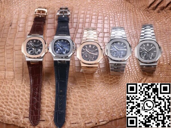 11 114 Patek Philippe Nautilus 5712GR-001 1:1 Best Edition PF Factory Rose Gold Läderbälte