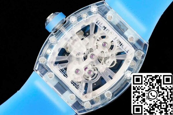 11 51 4578fc7b 909a 41b8 a722 a1d967f5242e Richard Mille RM12-01 1:1 Best Edition RM Factory Tourbillon átlátszó változat kék szíjjal