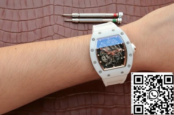 11 66 823a31ea 80ed 4bda b646 26447ee3e745 Richard Mille RM055 1:1 Best Edition KV Factory White Ceramic Rubber Strap