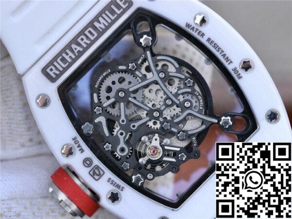 12 26 826ee419 220b 4186 ba52 f65cb0cee132 Richard Mille RM055 1:1 베스트 에디션 KV 팩토리 화이트 러버 스트랩