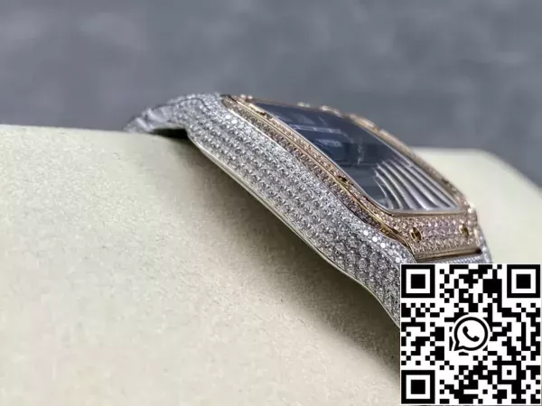 1237ce54f996d76 Santos De Cartier Diamond ρολόγια Μπλε Dial 1:1 Best Edition AMG εργοστάσιο Swarovski Stone