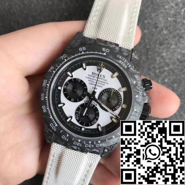 13 e13eeed7 34b4 42b6 a9e6 60b3c3fefee7 Rolex Daytona Cosmograph Hiilikuitu Diw Räätälöity versio 1:1 Best Edition Noob Factory White Dial