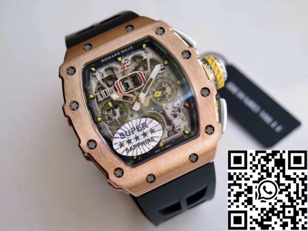 1566059217 1388657308 1 Richard Mille RM11-03 Розово злато 1:1 Най-добро издание KV KU+ Фабрика Черна каишка