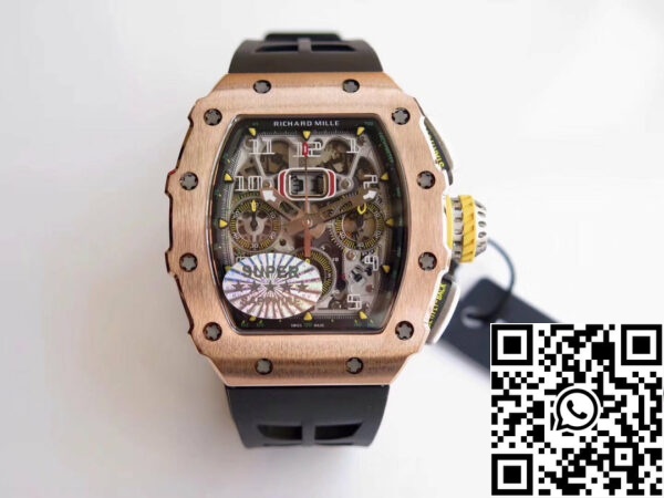 1566059217 1665189982 0 Richard Mille RM11-03 Rose gold 1:1 Best Edition KV KU+ Factory Black Strap