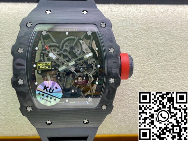 1646292618253815 Richard Mille RM035-02 1:1 Best Edition KU Factory Carbon Fiber Black Strap