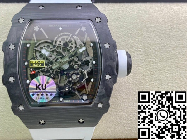 1646392853859058 Richard Mille RM035-02 1:1 Best Edition KU Factory Fibră de carbon curea albă