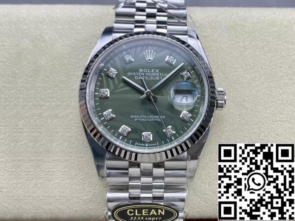 2 10 Rolex Datejust M126234-0055 36MM 1:1 Best Edition Clean Factory Green Dial Puhdas Factory Green Dial